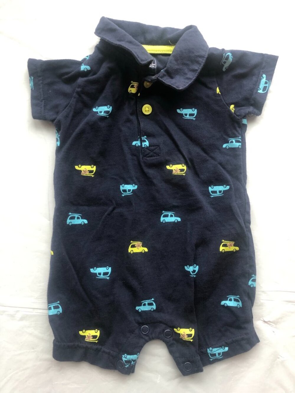 3-months Carters Just One You Dark Blue Onesie w/Cars carrying surfboards